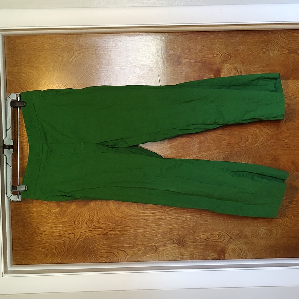 Cropped wide leg bright green linen pants- Cartonnier brand